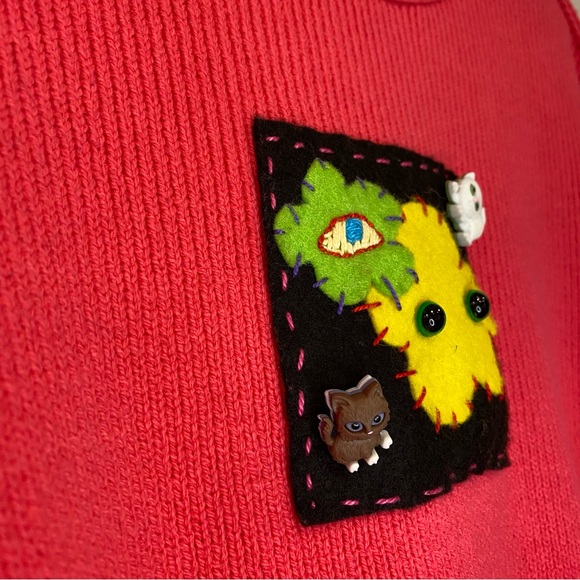 Free People Easy Street Tunic Mock Neck Pullover Sweater Oversized XS Pink Patch - Picture 6 of 15